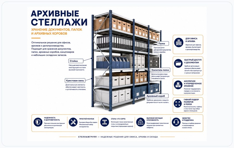 Архивные металлические стеллажи