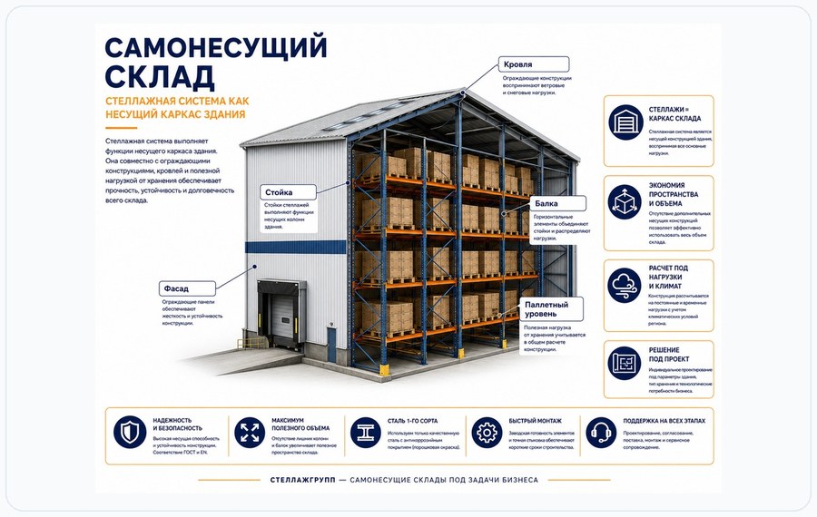 Самонесущие склады и стеллажные системы